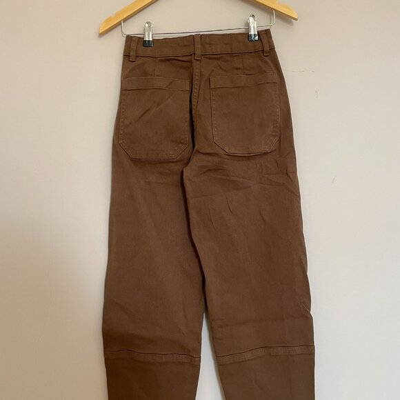 Everlane Utility Barrel Pants 0 XS Chinos Cocoa Brown High Rise - Picture 5 of 6